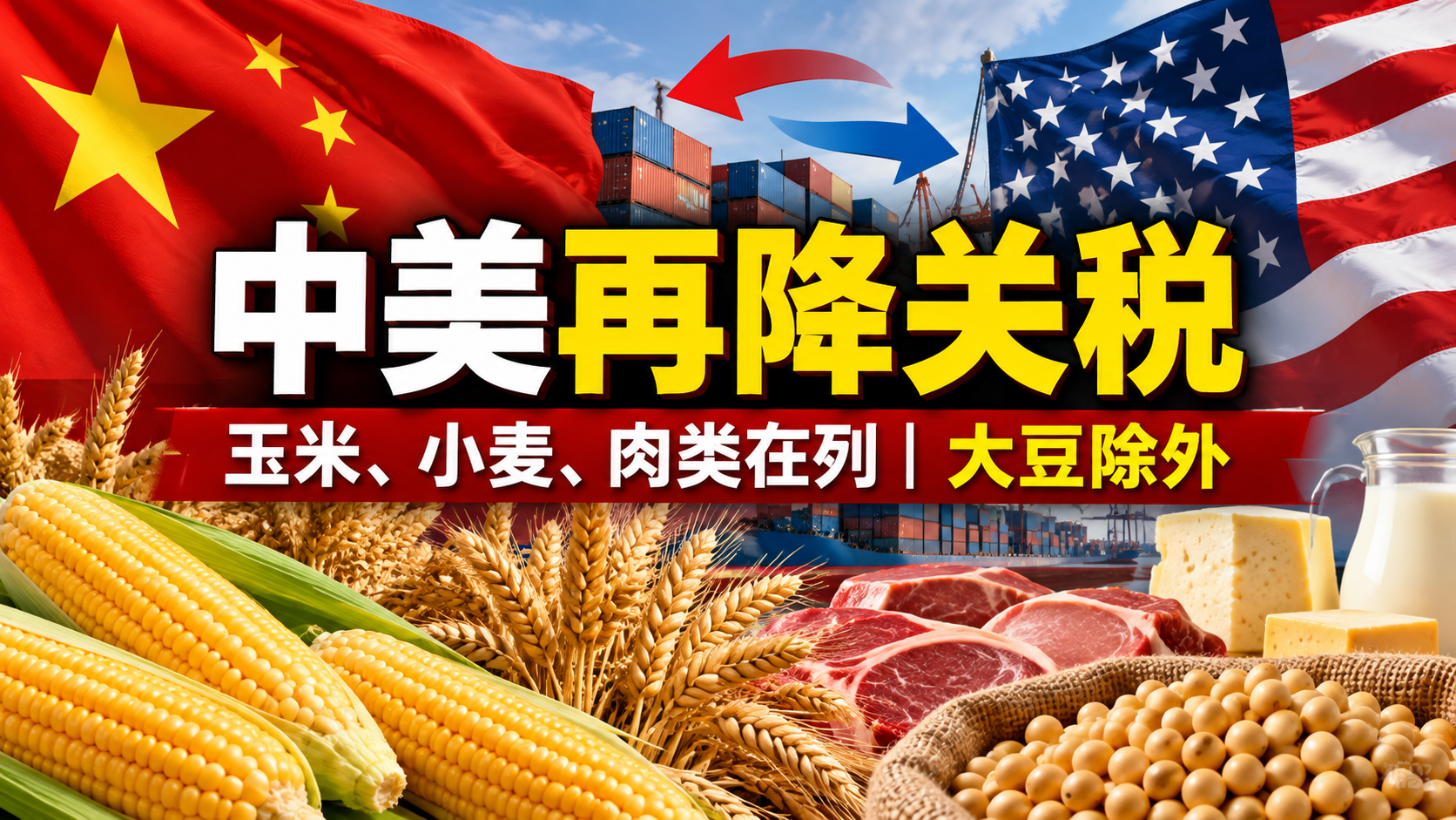 中美贸易再松动！中国将下调多类美国商品关税，玉米、小麦、肉类都在列，但大豆除外
