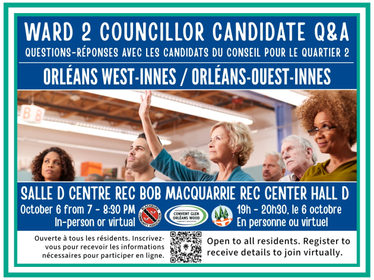 【Orléans市选服务】Ward 2候选人问答会10月6日晚举行，居民可提前提交问题